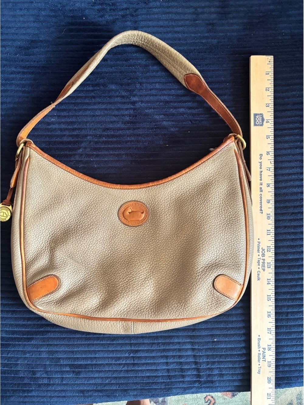 Vintage Dooney & Bourke Pebbled Leather Hobo Bag with Tan Trim